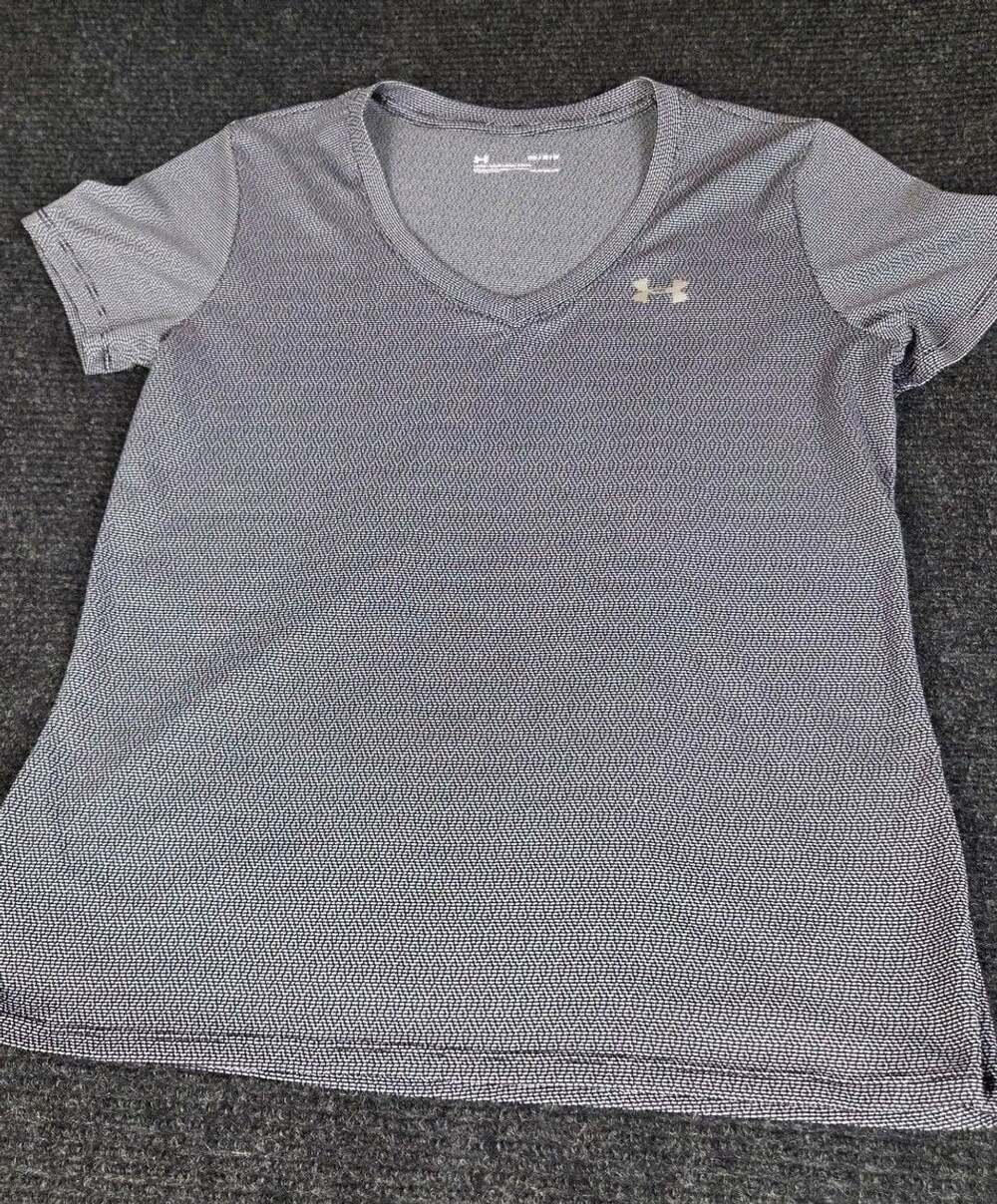 Under Armour Tech Twist V-Neck Size MD Black White HeatGear Shirt
